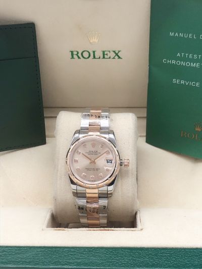 2021 New Model Rolex Female Datejust 31 MM Rose Gold Dial & Bezel Two-tone Oyster Bracelet Diamonds Watch Online Replica
