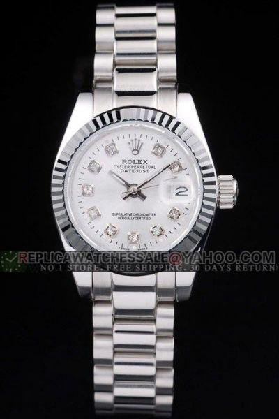 Replica Rolex Datejust 26mm All Silver Diamond Scale Female Price-friendly Watch Ref.179179SDP