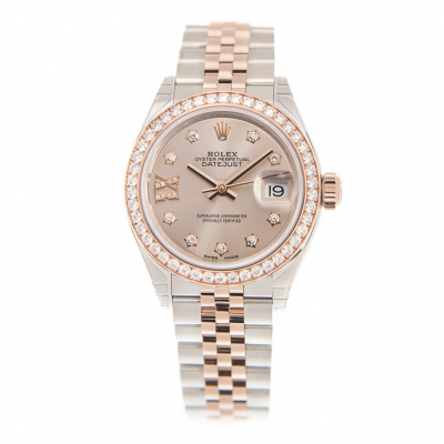 Rolex Classic Datejust 28MM Champagne Dial Diamonds IX Roman Index Female Rose Gold Two-tone Date Watch Replica