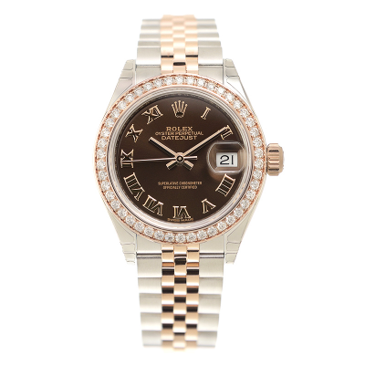 High End Rolex Datejust 28 Brown Dial Roman Index Two-tone Jubilee Bracelet Female Diamonds Watch For Sale 