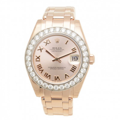 Cheapest Rolex Datejust 34MM Pink Dial Diamonds Bezel Female Roman Index Rose Gold Date Watch