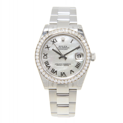 Top Sale Rolex Datejust 31MM Female Automatic White MOP Dial Diamonds Bezel Stainless Steel Roman Watch Replica