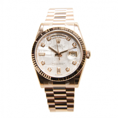 Latest Rolex Day-date 36mm White MOP Dial Diamonds Markers President Bracelet Womens Rose Gold Fake Watch