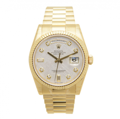 Spring Fashion Rolex Day-date 36MM White MOP Dial Diamonds Markers Female Yellow Gold Plated Automatic Watch