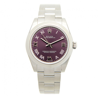 2021 New Rolex Oyster Perpetual 31 Purple Dial Vintage Roman Markers Female Stainless Steel Fake Automatic Watch