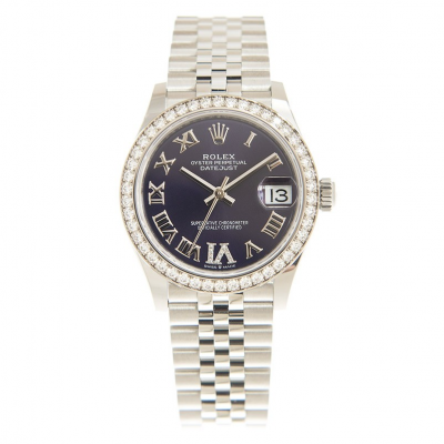 Rolex Datejust 31 Classic Stainless Steel Purple Face Roman Markers 31MM Automatic Diamonds Watch For Ladies 278384RBR