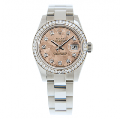 2021 Chic Rolex Datejust 26 Pink Watercolor Painting Face Female Stainless Steel Oyster Bracelet Diamonds Watch Replica