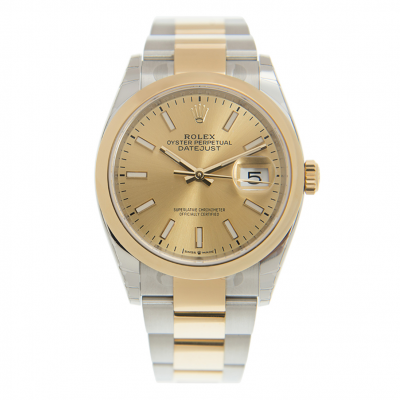 Hot Selling Rolex Datejust 36MM Yellow Gold Dial Luminous Baton Index Female Oyster Bracelet Two-tone Watch 126203