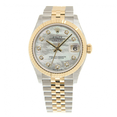 New Rolex Datejust 31 White MOP Dial Diamonds Markers Women Yellow Gold Fluted Bezel Two-tone Jubilee Watch 278273