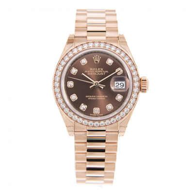 Popular Rolex Datejust 31 Brown Dial Diamonds Bezel & Markers Female President All Rose Gold Automatic Watch 279135RBR