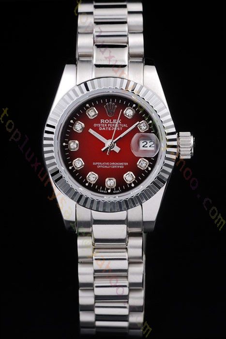 Silver rolex 2024 with red face